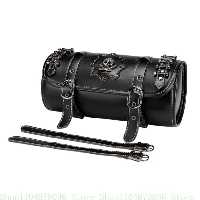 

Motorcycle Front Bag Motorbike Tool Bag Universal Tool Roll Bag Saddlebag Skull Pattern PU Front Fork Handlebar Bag