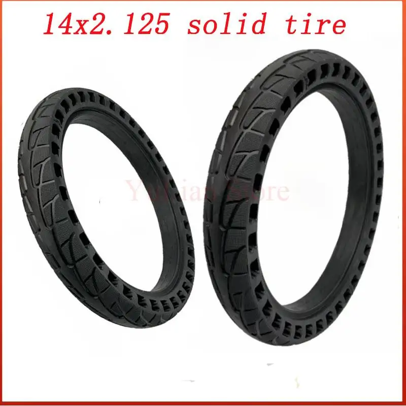 NEW motorcycle tyre 14x2.125 honeycomb solid anti-puncture 14-Inch electric bicycle air-free tyre rubber tire
