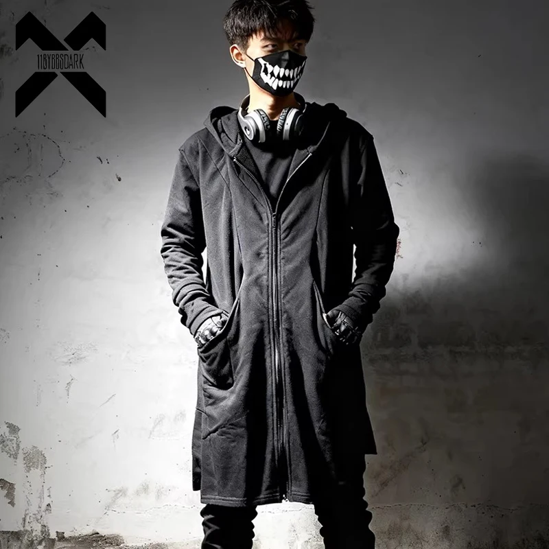 

Мужской длинный тренчкот с капюшоном на молнии, весна-осень 2026, повседневная ветровка с капюшоном, уличная одежда, азиатский размер