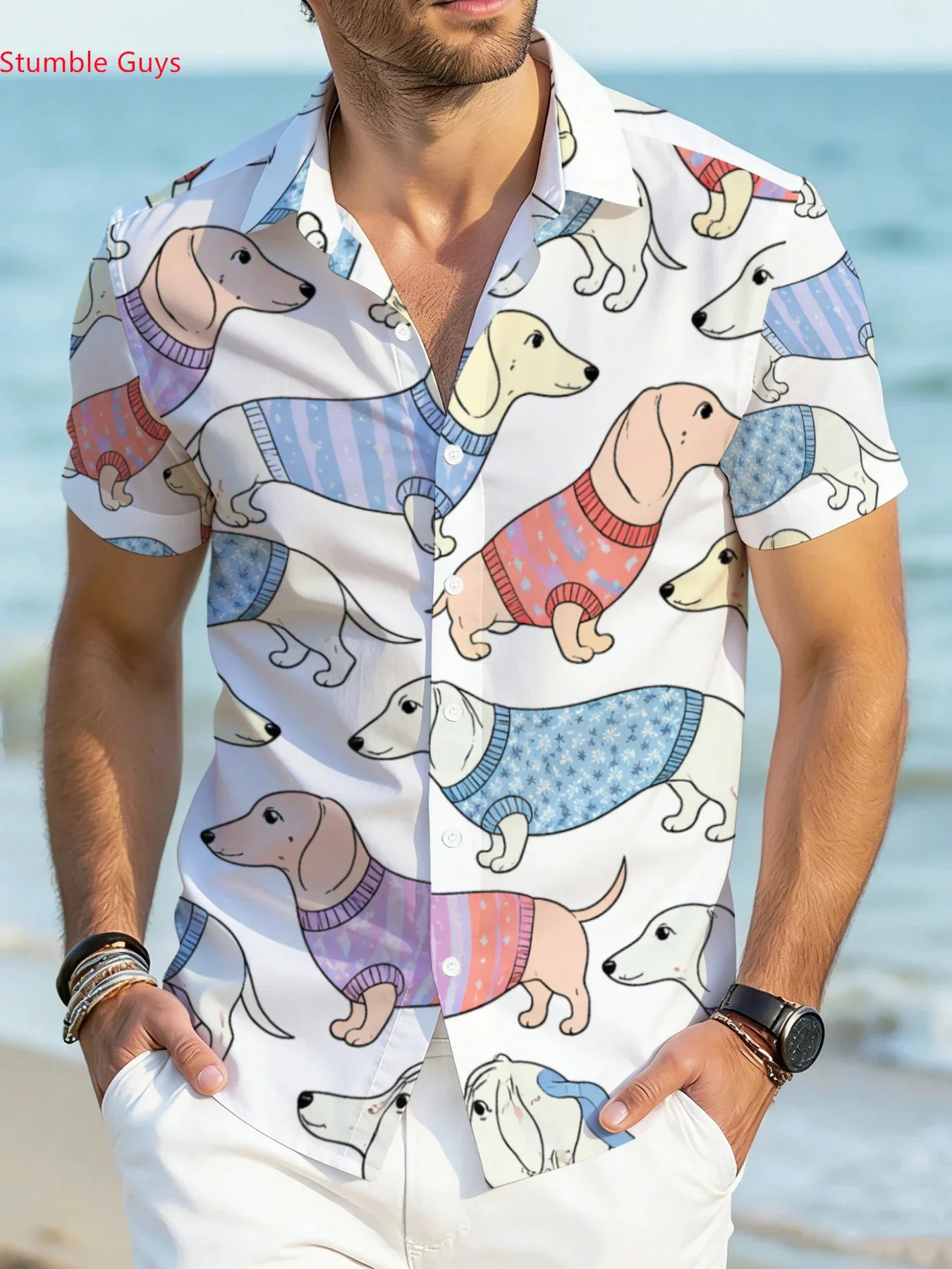 Men's Urban Fashion Hawaiian Shirt Summer Man Short Sleeve Cool Beach Print Lightweight Breathable Casual Party Tops