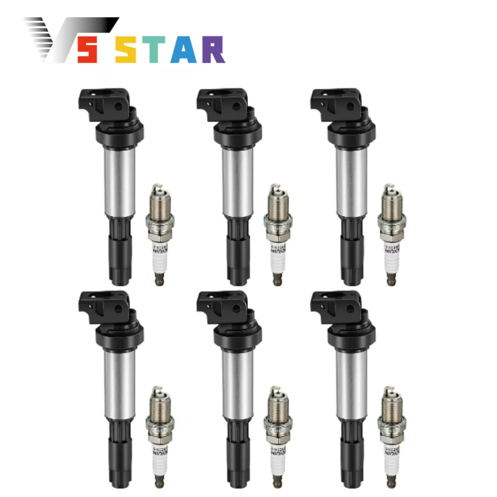 

12130390064 12131712219 12131712223 6 шт. Высококачественная катушка зажигания и свеча зажигания для BMW 325i 328i 330i 530i X3 X5 X6 EL-1087