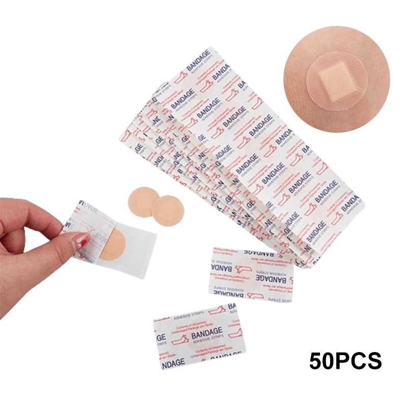 50Pcs Round First Aid Waterproof Healing Wounds Adhesive Bandage Band Aid Wound Plaster Sterile Hemostasis Stickers