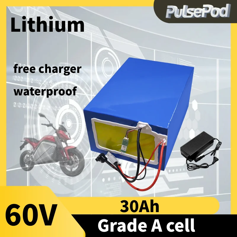 

60v 30ah Lifepo4 battery pack 16S6P 21700 1000-2500W High Power Electric vehicle Scooter Motorcycle Tricycle +67.2V 5A charger