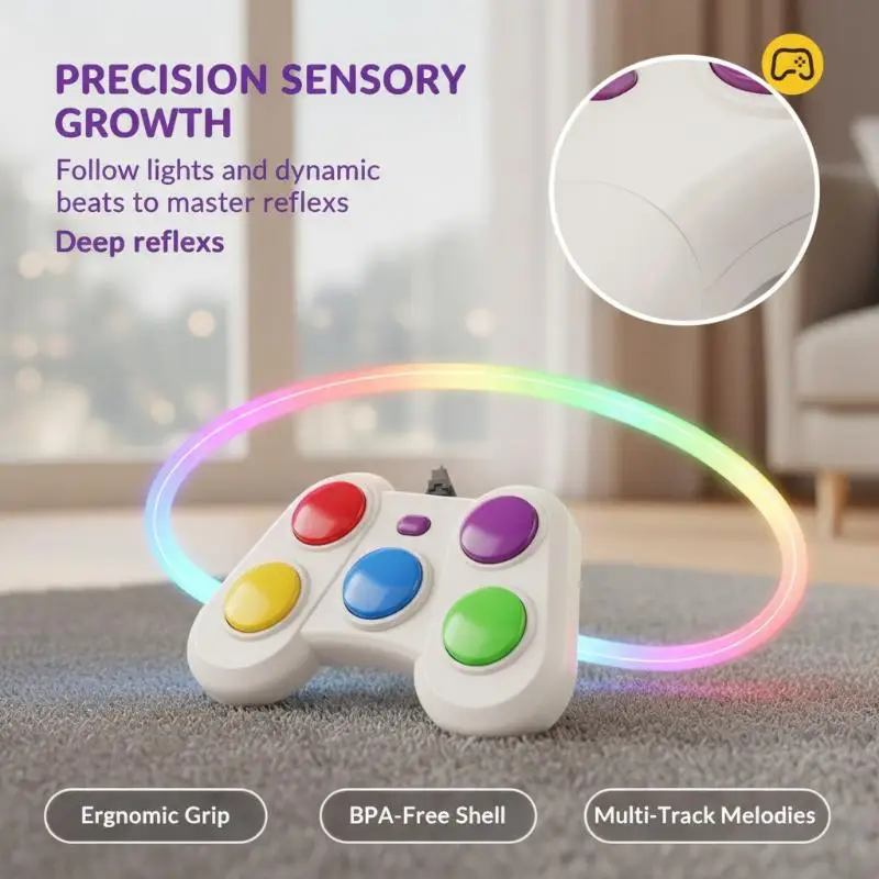 Dual Mode Rhythm Light Chase Sensory Toy Rechargeable Light Up Game Console for Home Party Travel Interactive Play