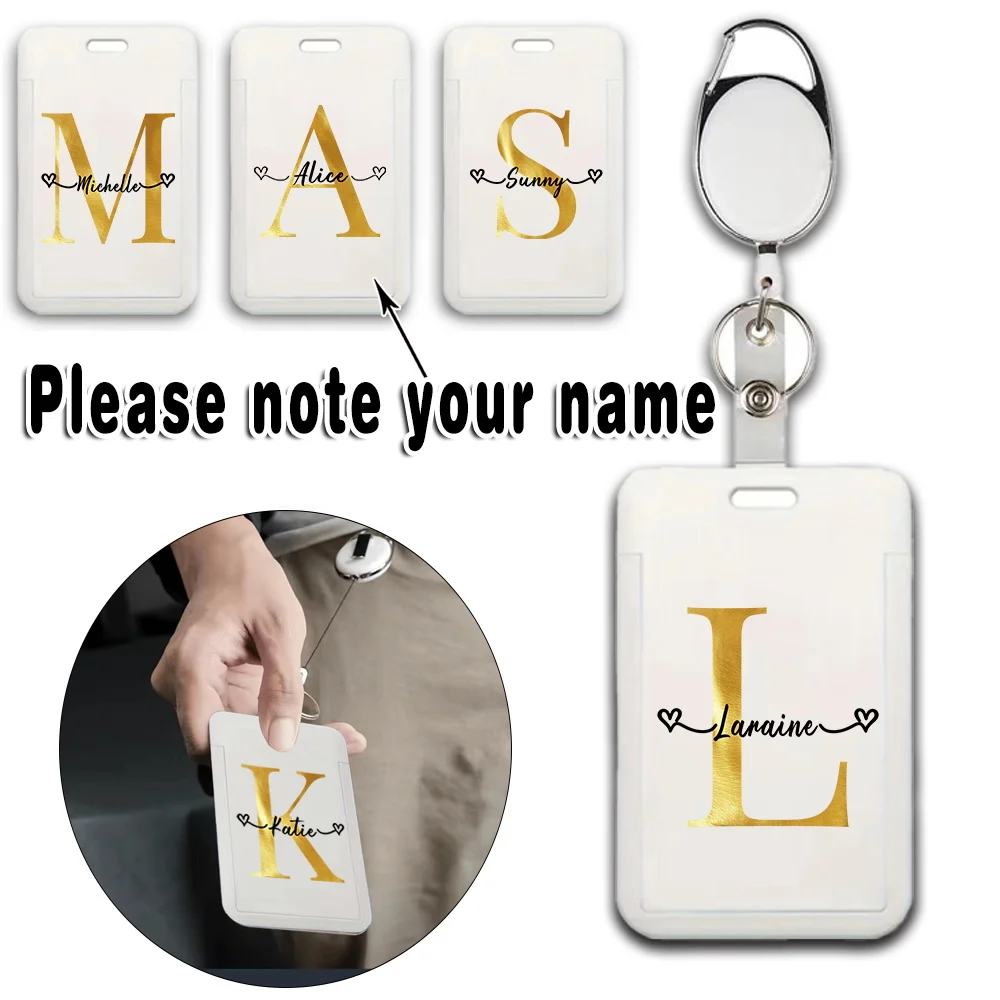 

Customized Name Retractable Badge Holder Keychain Clip Durable ID Name Card Holder for Office Security Accessories Personalized