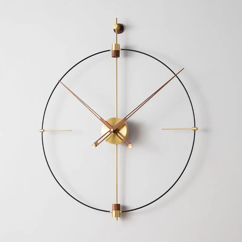Retro Hang Clocks Circle Wall Clock Living Room Luxury Copper Decoration Watch Bedroom Creative Silent Watches Accessories