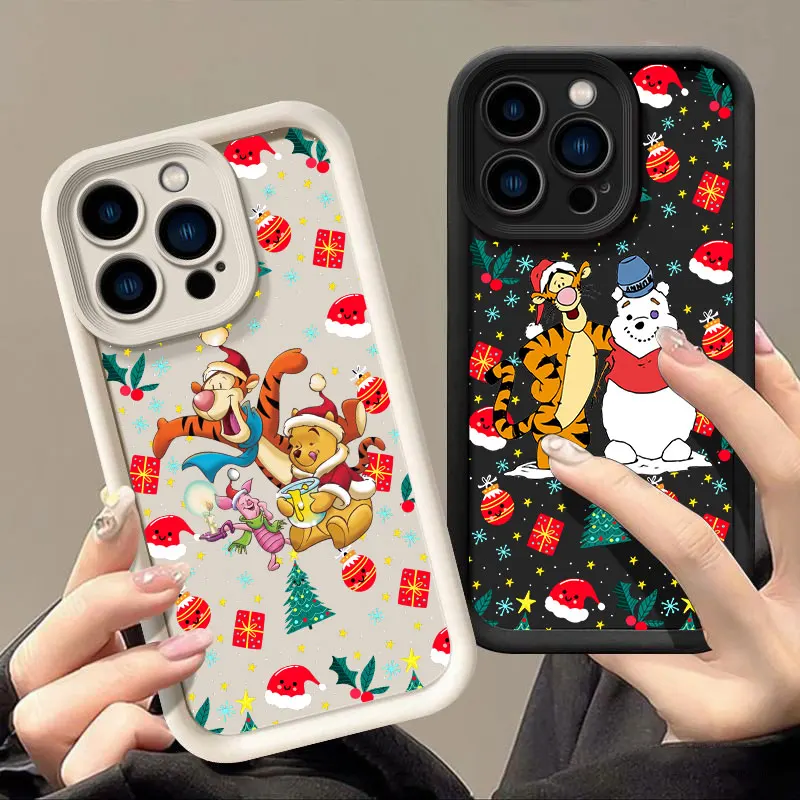 Disneies Christmas Cute Winnie Tigger Phone Case For Samsung S25 S24 S23 S22 S21 S20 Note 20 FE Plus Ultra 4G 5G Soft TPU Cover