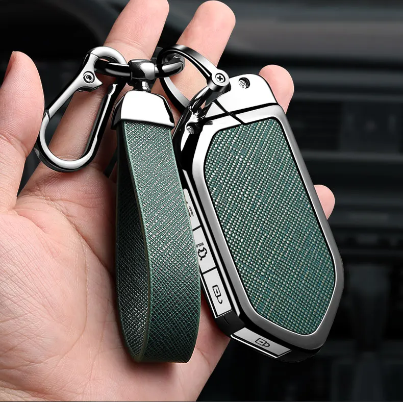 Neue Metall+Leder Autoschlüsselhülle für Kia EV9 Picanto Sorento MQ4 Carnival KA4 Morning K5 Carens 2024. – Detail 11