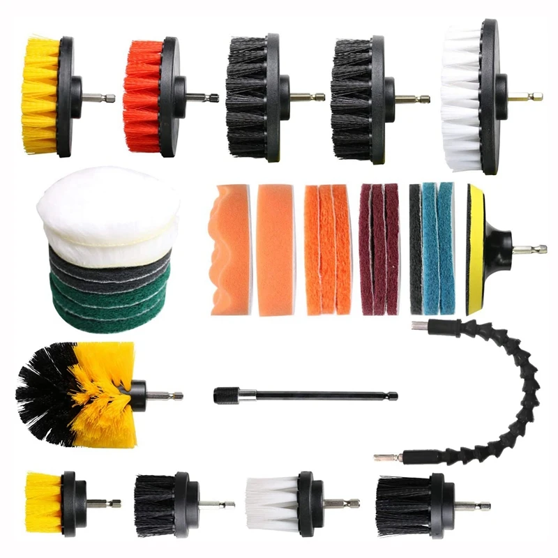 

31 PCS Drill Brush Scrub Pads Power Scrubber Cleaning Kit Universal Cleaner Scrubbing Cordless Drill For Bathroom Tile