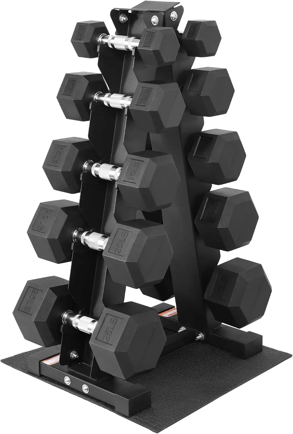 Rubber Coated Hex Dumbbell Set with Storage Rack, 100/150/200/550 LB Hand Weights for Home Gym