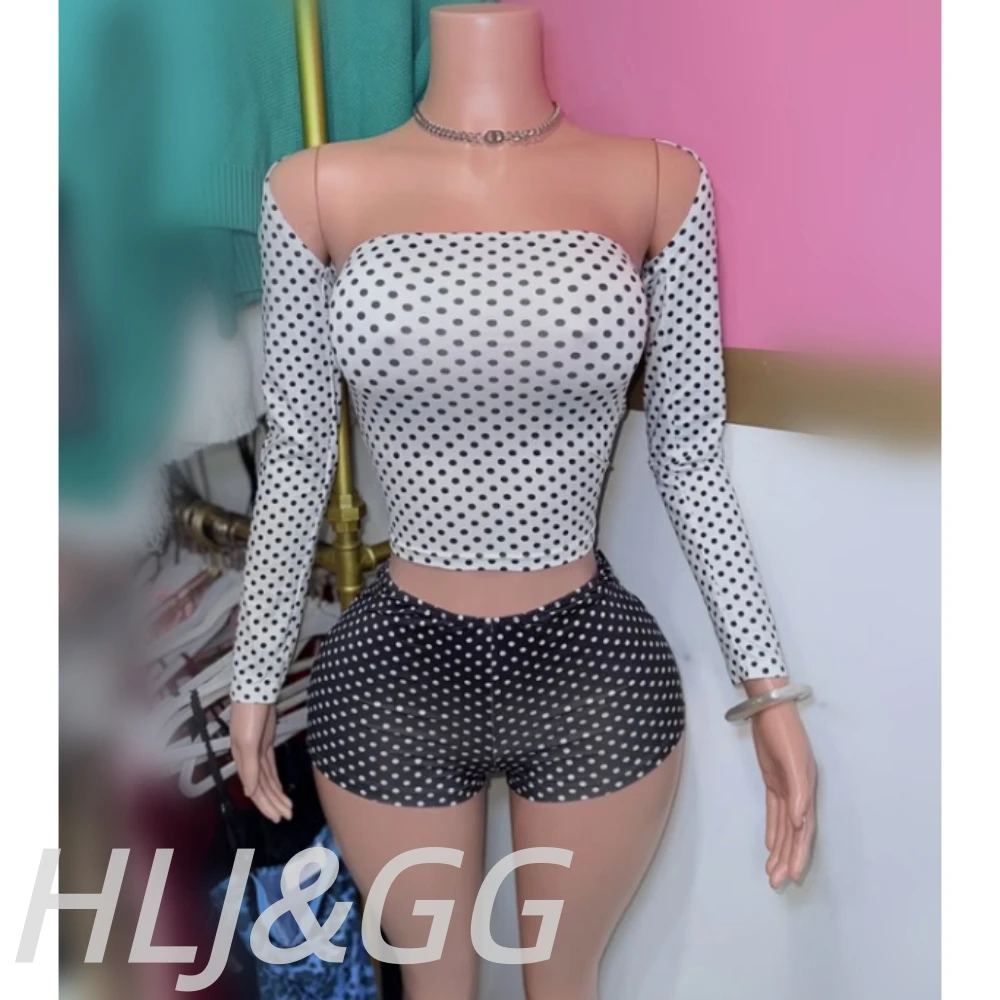 ชุดเซ็ต 3 ชิ้น ลายจุดสไตล์ Y2K จาก HLJ Fashion เสื้อแขนยาว + เสื้อกั๊ก + กางเกงขาสั้น ชุดลำลองฤดูร้อนสไตล์เรโทรใหม่ เข้าชุดกันได้ดี เหมาะกับแฟชั่นสตรีท