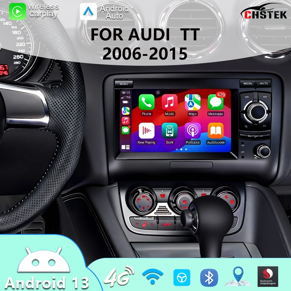 

CHSTEK 2Din Android 13 Car Radio For Audi TT MK2 8J 2006-2015 Wireless Carplay Media Stereo WIFI Auto Vedio Touchscreens Upgrade