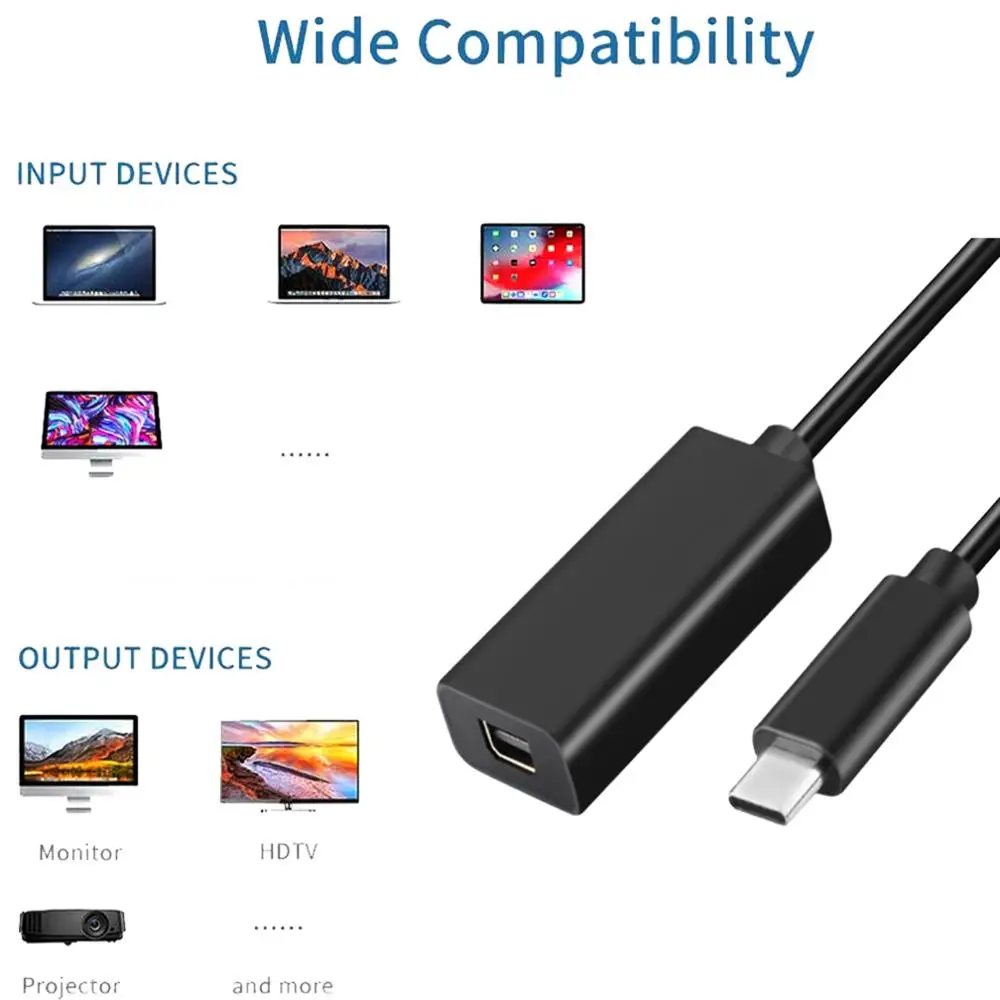 USB-C To Mini DisplayPort(Not Thunderbolt 2) Adapter USB 3.1 Type C To Mini DP 4K60Hz Converter Cable for Macbook Pro to Monitor