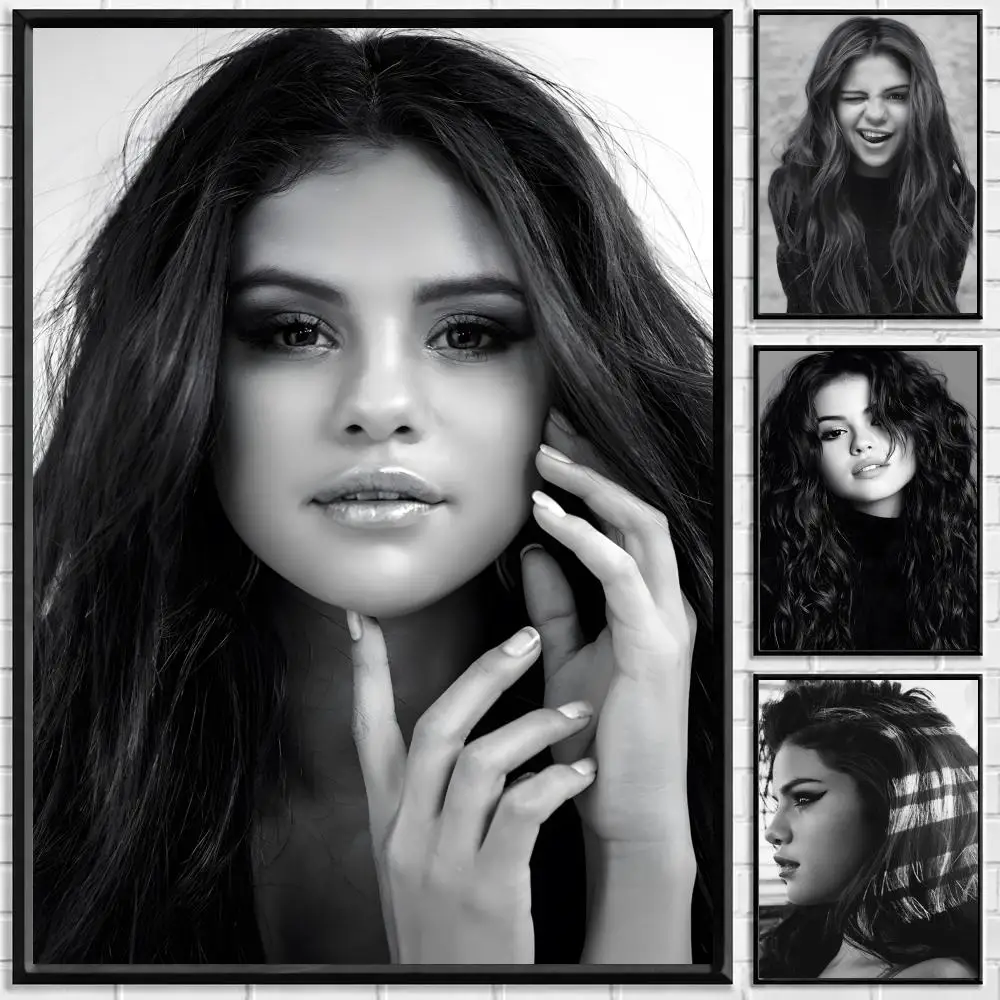 Singer Selena Gomez Poster Self-adhesive Art Waterproof Paper Sticker Coffee House Bar Room Wall Decor