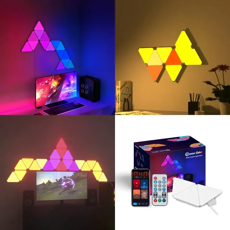 Banqcn Triangle LED Gaming Setup RGB Wall Lights For Bedroom Smart Home Light Panels Works With Alexa Google Assistant