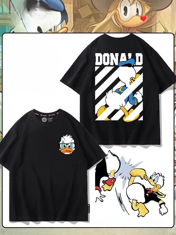 Disney Donald Duck 100% cotton children's T-shirt outdoor casual parent-child tops street fashion children's T-shirt