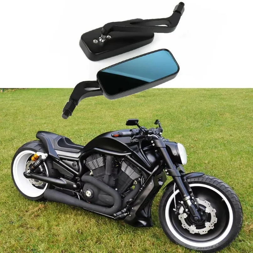 1 Par de Espejos Rectangulares para Motocicleta Harley Cruiser Bobber Chopper Softail Sportster ATV, Accesorios para Espejos de