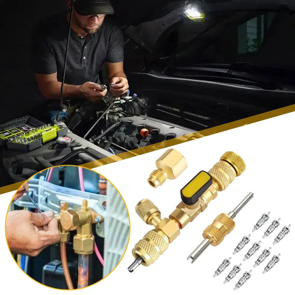 

Air Conditioning Valve Core Wrench Needle Remover Installer Tool Air Conditioning Line Repair Tools for R410a R22 T3K3