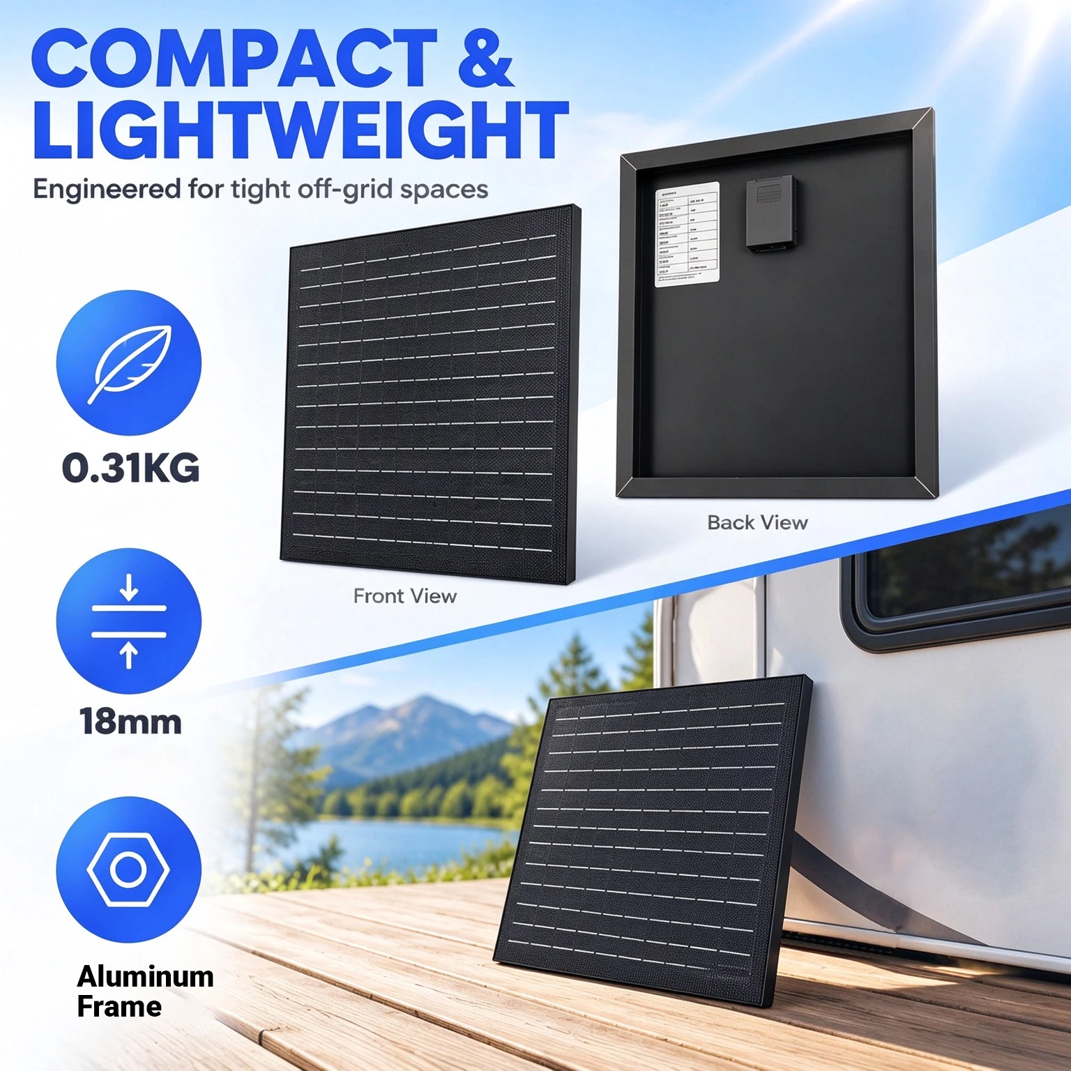 1 output 15W solar panel, suitable for outdoor courtyards, mobile power, cars, RVs, surveillance, street lights, traffic lights,