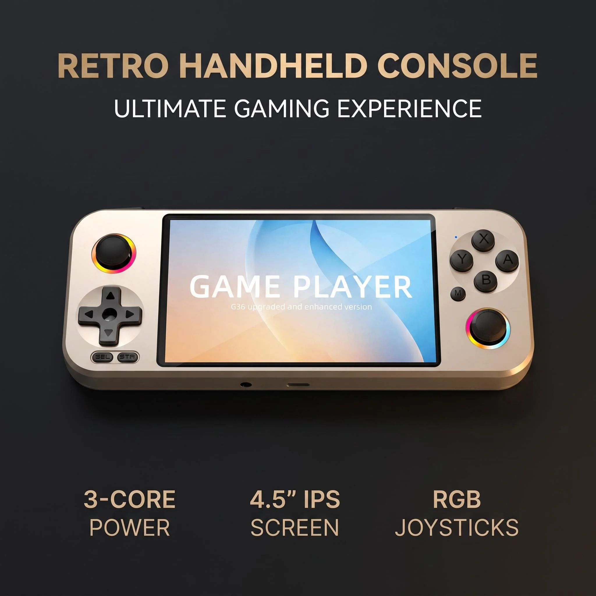 4.5 Inch Retro Horizontal Handheld Game Console, Aluminum Alloy HD IPS Screen Portable Video Game Player