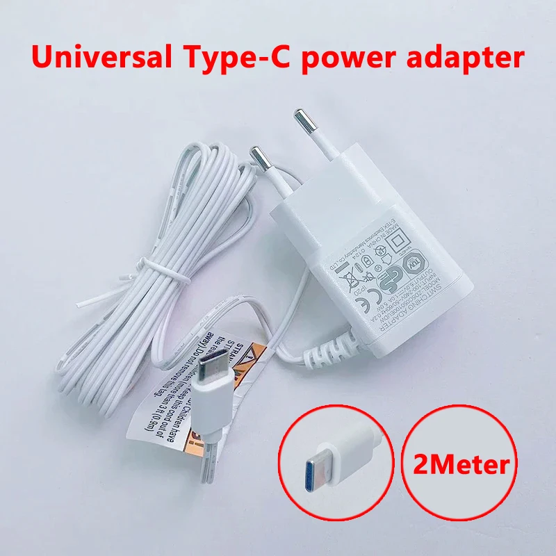 2 Meters Universal Type-C Port 110-240V DC 5V 1A Power Adapter For Wifi IP Indoor Camera / VB603 Baby Monitor V2 / Tablet/ Phone