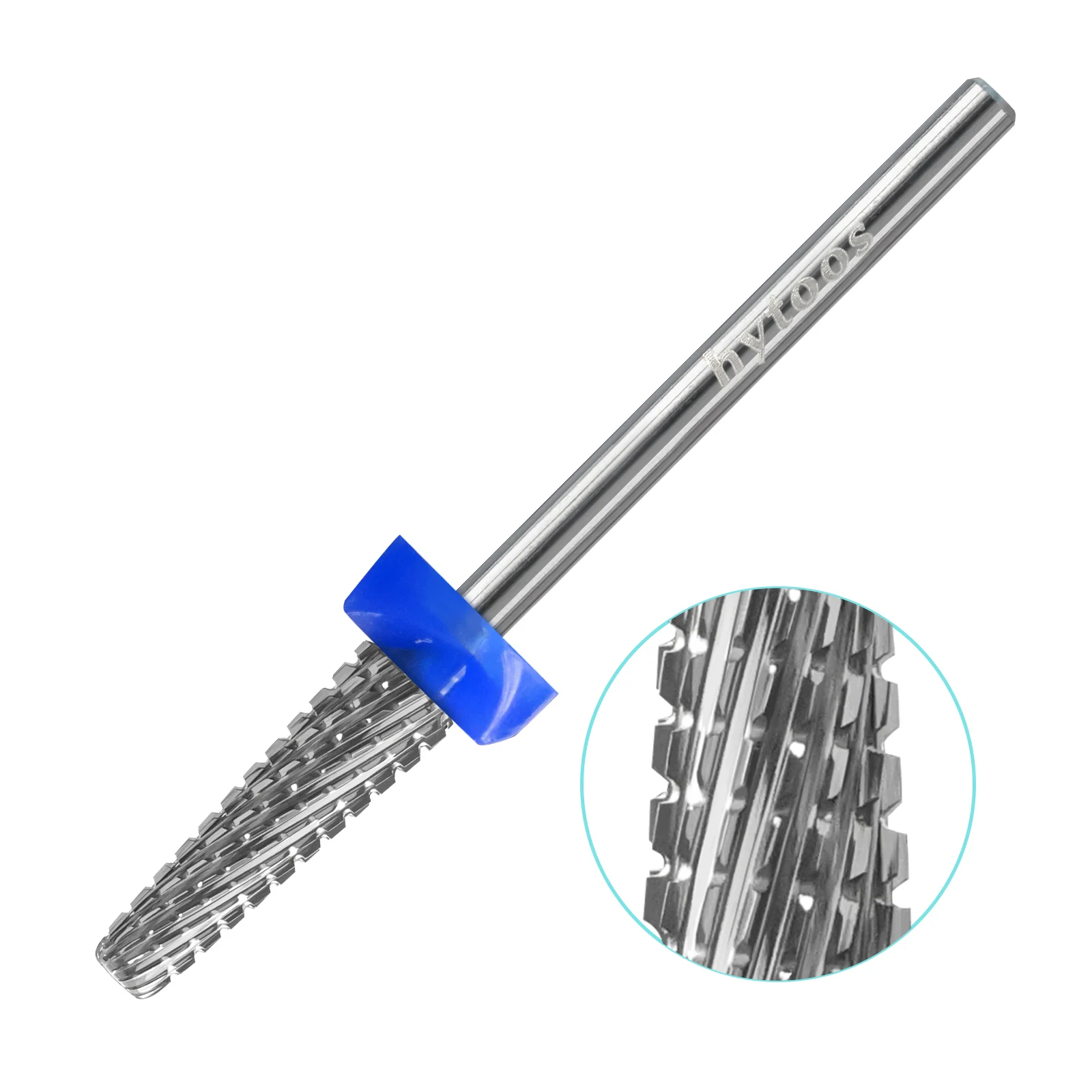 

HYTOOS Safety Carbide Nail Drill Bits Round Cut Tapered Cuticle Clean Nail Bit Gel Removal Pro Electric Manicure Drills Tool