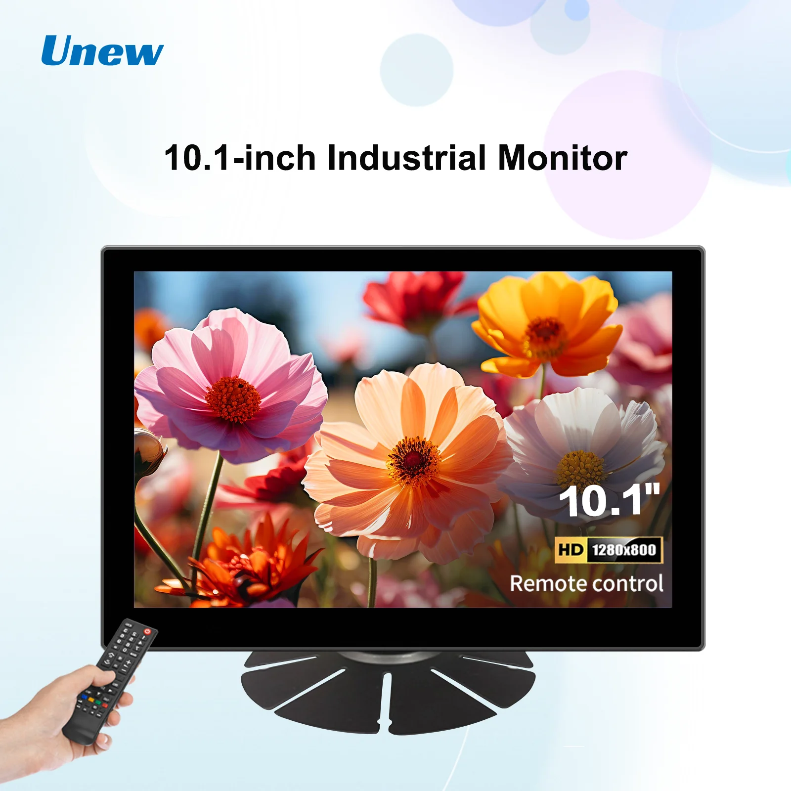 Unew 10,1 Zoll 1280x800 16:10 Industriemonitor - VGA/HDMI/AV/BNC/DVI, Eingebauter Lautsprecher & Ständer, für Büro- und Heimdisplays