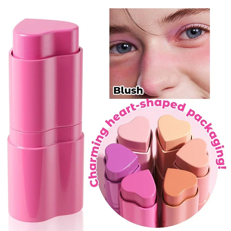 Functional Blush Stick Waterproof Easy Color Face Rouge Blusher Cream Lasting High Color Rendering Brightening Skin Tone Make Up