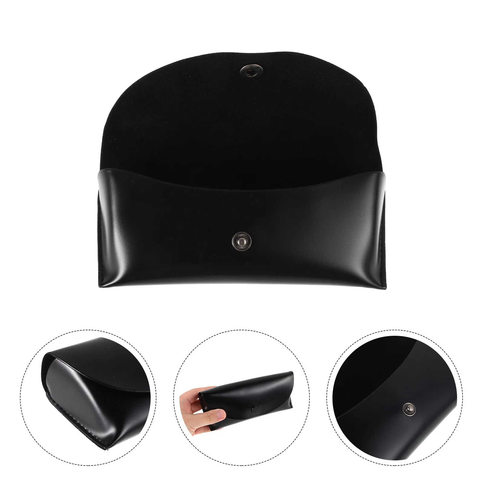 

Glossy Eyeglasses Case Black PU Soft Sunglasses Holder Large Capacity Dust Resistant Travel Storage Box Women Men Eyewear
