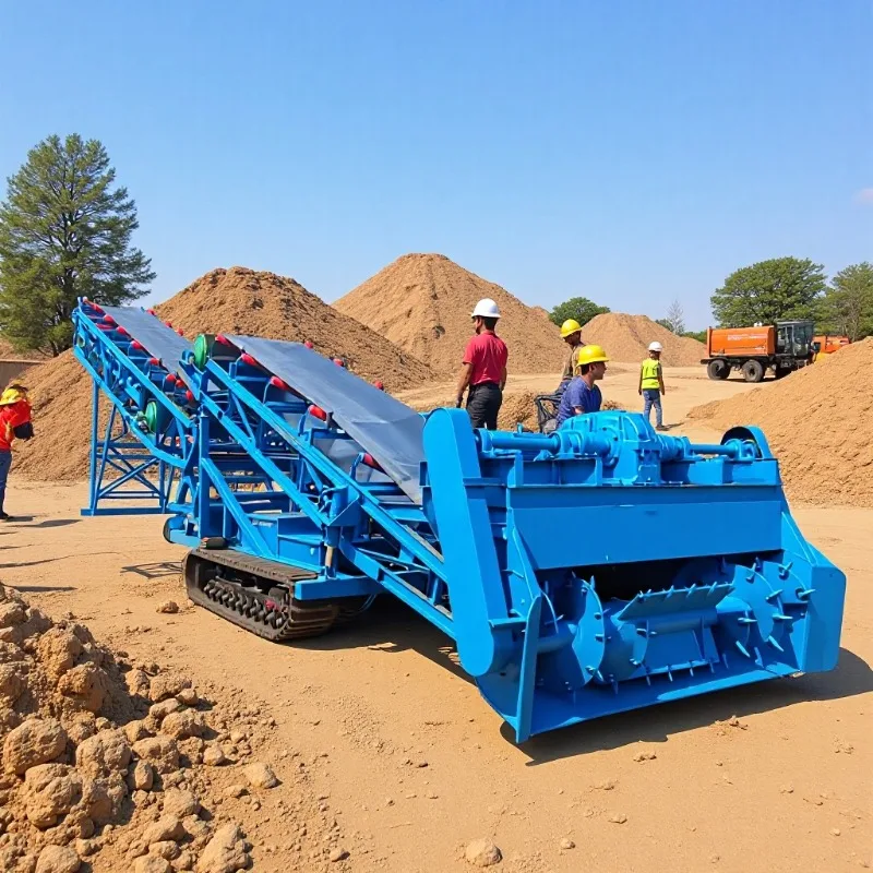 Huangsha mound pick-up conveyor, crawler chassis slag scraping machine