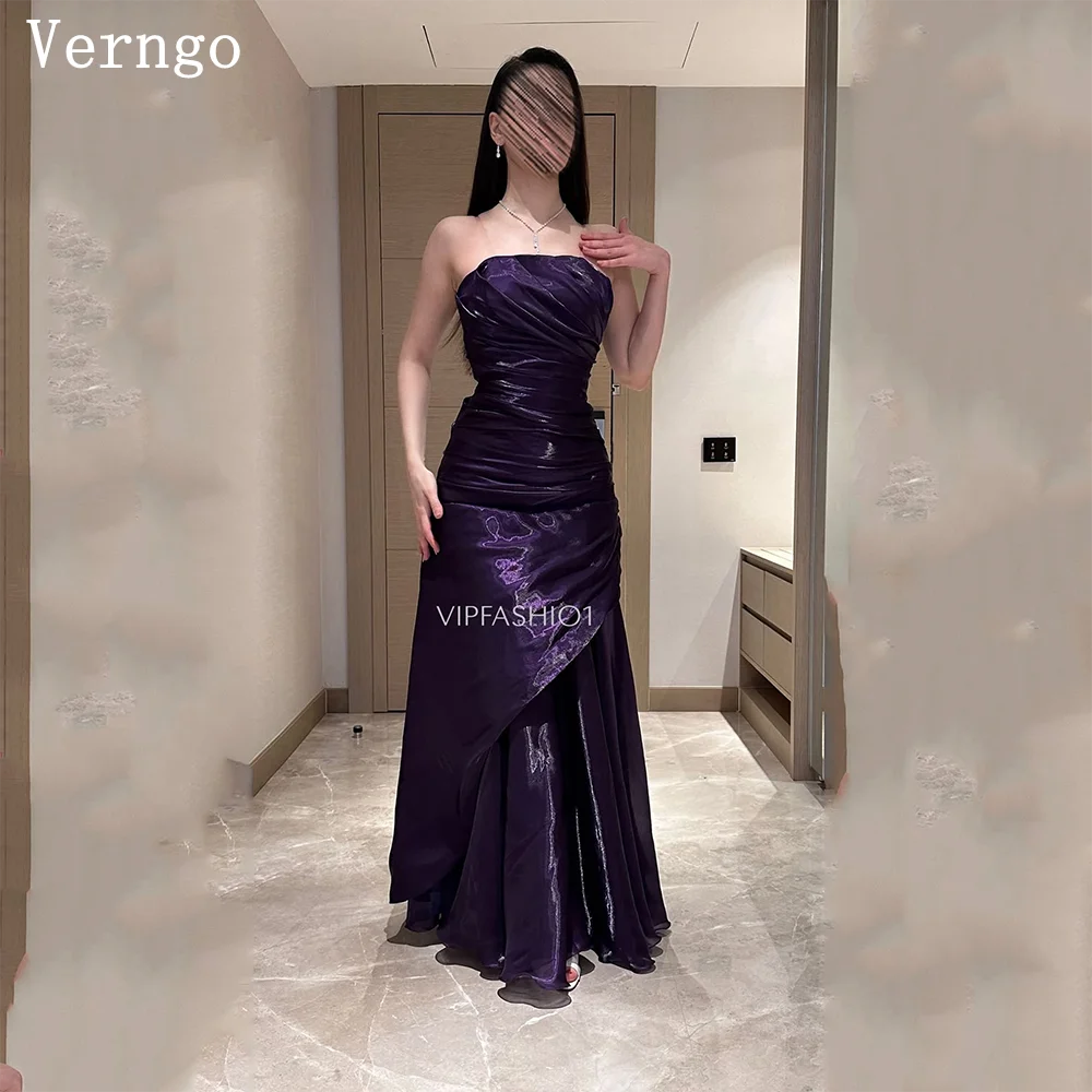

Вечернее платье Verngo Drak Purple из блестящего атласа, без бретелек, фасон «русалка», макси, в арабском стиле, для выпускного вечера, элегантное, для вечеринок, на заказ