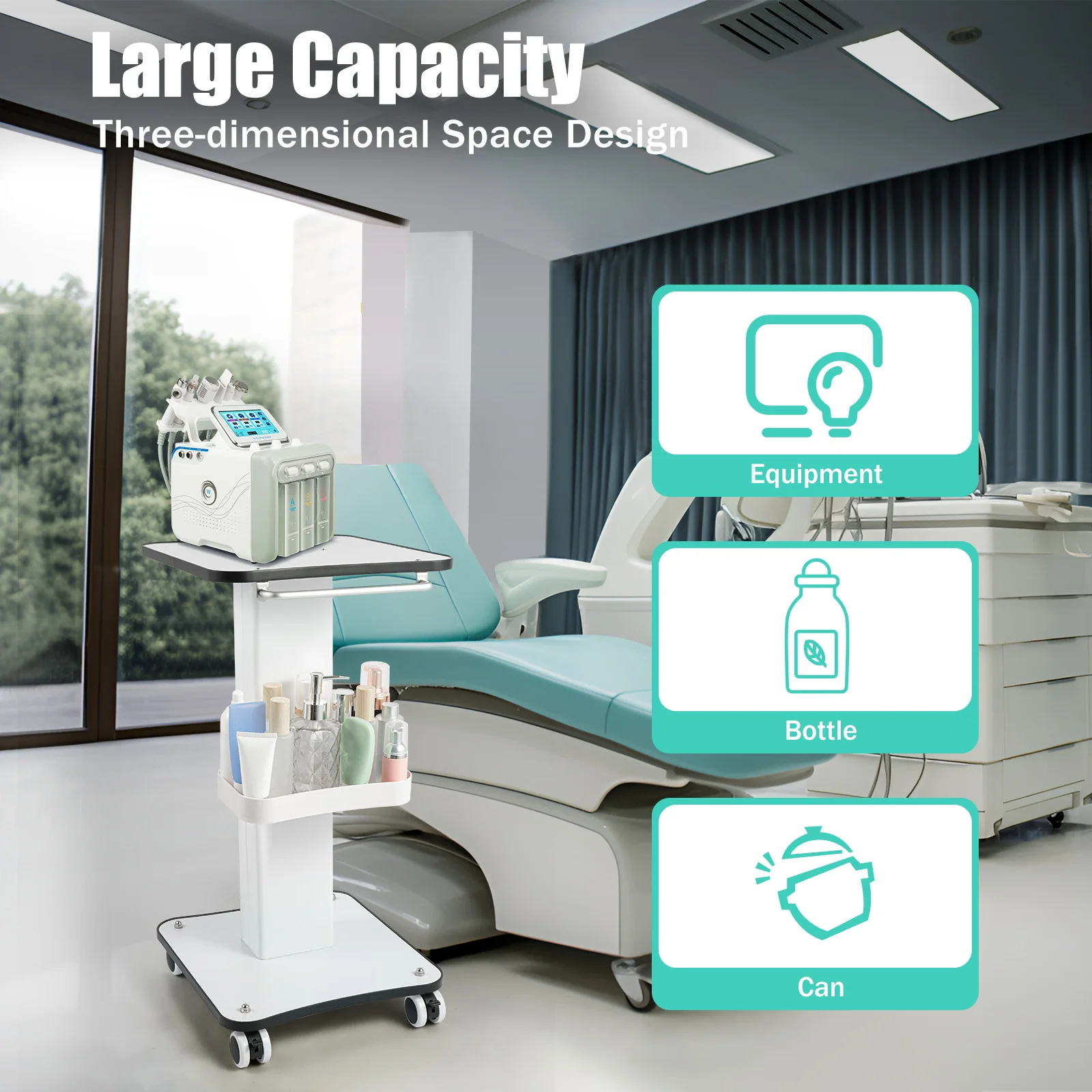 Beauty Trolley Cart with Wheel SPA Salon Storage Equipment Storage Organizer Cart