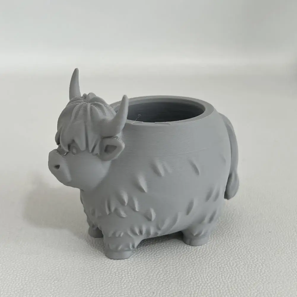 Matte Finish Plant Pot Planter Pot Highland Cow Planter Diameter Flower Pot 3d Yak Shape Desktop Planter Nordic Style for Home