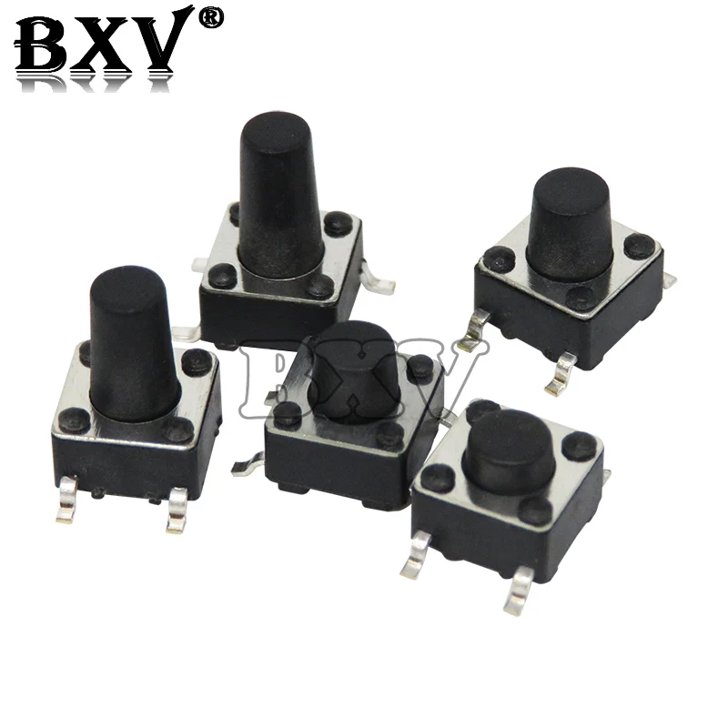 50PCS New 6X6X4.3/5/6/7/7.3/9/10mm SMD Tactile Push Button Switch Micro Switch 6*6* 4.3MM 5MM 6MM 7MM Power Switch Button
