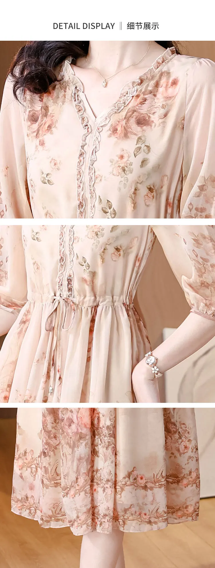2026 Spring Summer Boho Beach Midi Dresses Luxury Chiffon Floral Casual Office Midi Dress Women's Vintage Elegant Evening Prom view 6