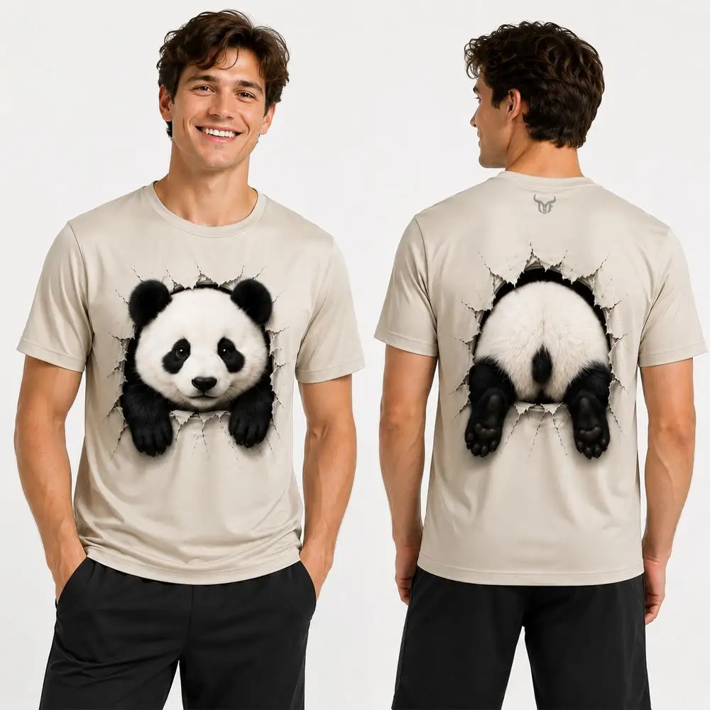 Funny 3D Animal Rag Print T-shirt Fashion Simulated Tearing Effect Short Sleeve Tee Men Women Street Style Casual Crew Neck Top
