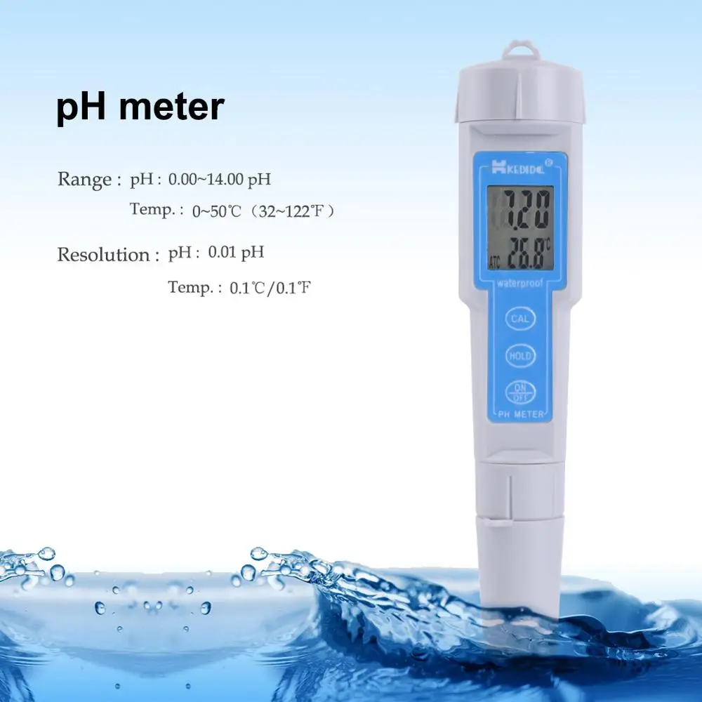 Portable Digital PH Meter Acidity Meter Pen Filter Water Waterproof Test