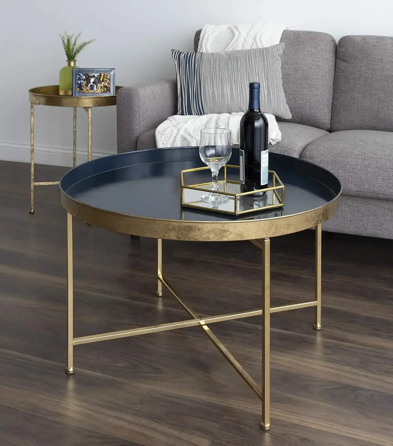 Kate & Laurel Celia Modern Glam Round Coffee Table, 28.25