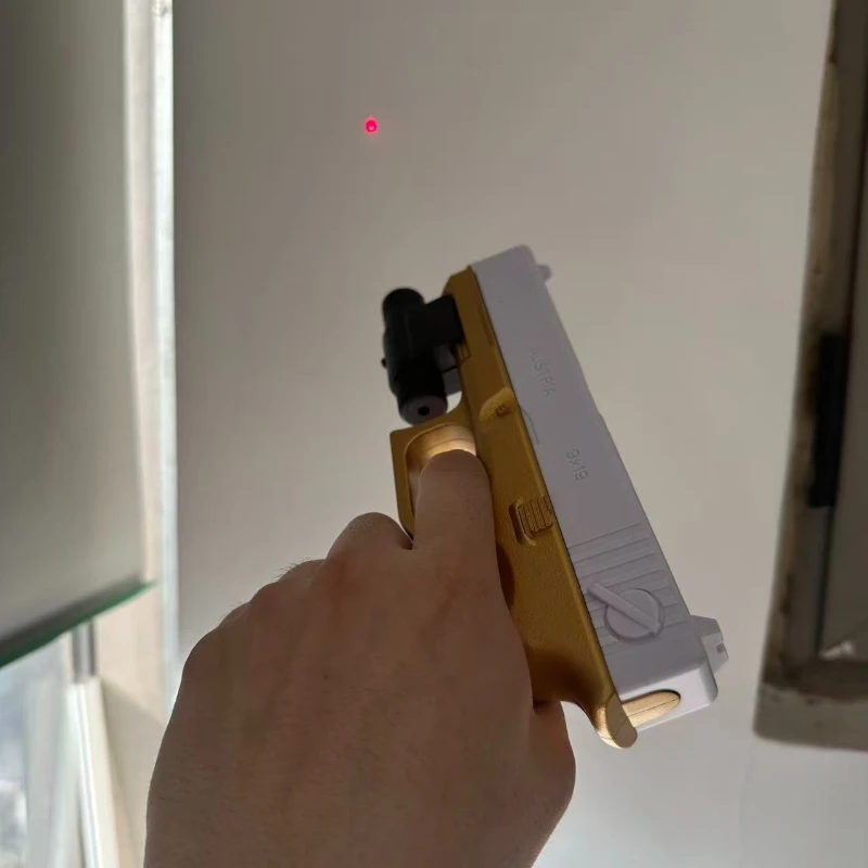 New White Gold G17 Soft Bullet Toy Gun 7-8mm Compatible Outdoor Interactive CS Battle Game Toy Gift for Boys & Adult Players