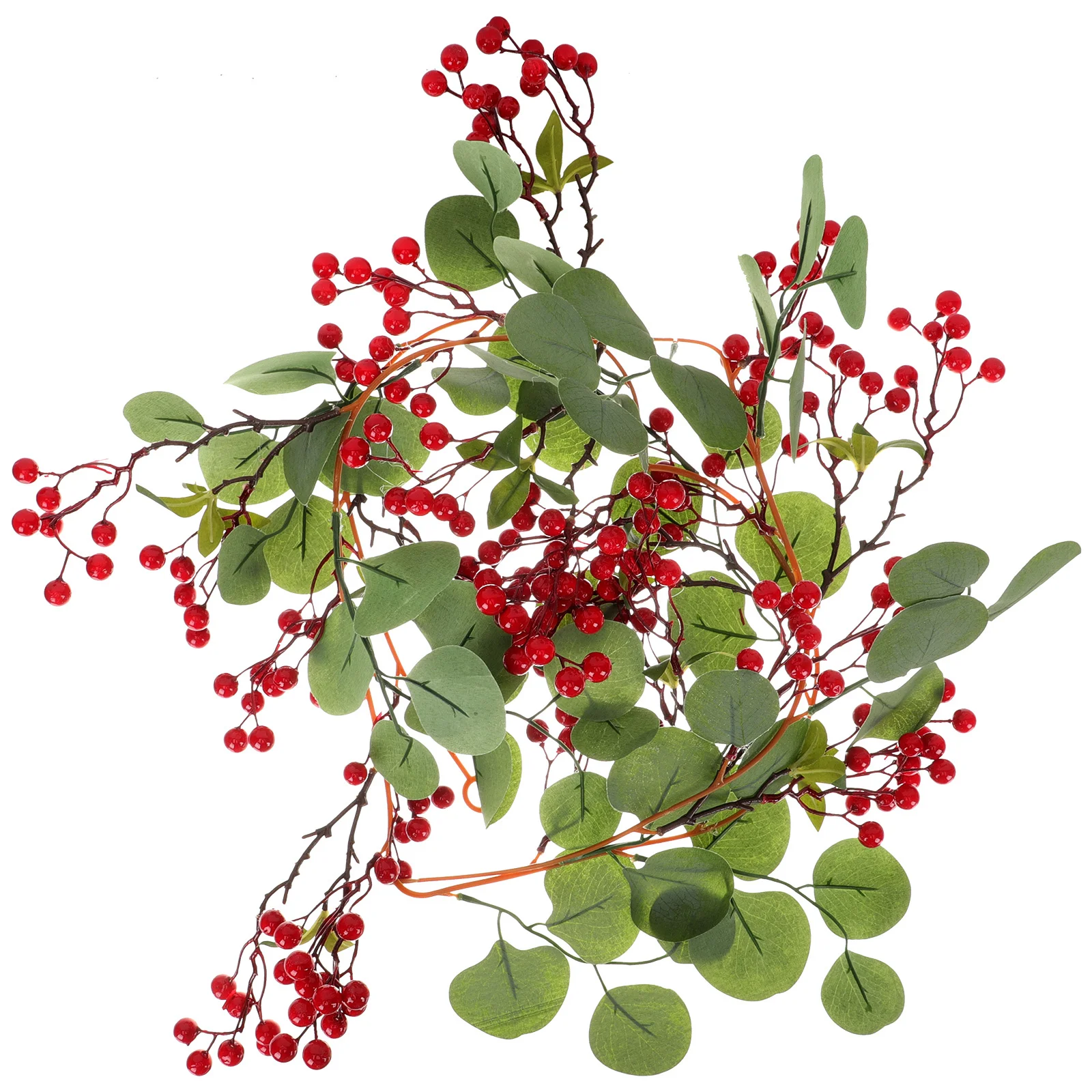 シミュレーションレッドベリーフェイクユーカリつる明るい装飾ストリングパーティーハンギング人工植物ウェディングガーランド壁飾り