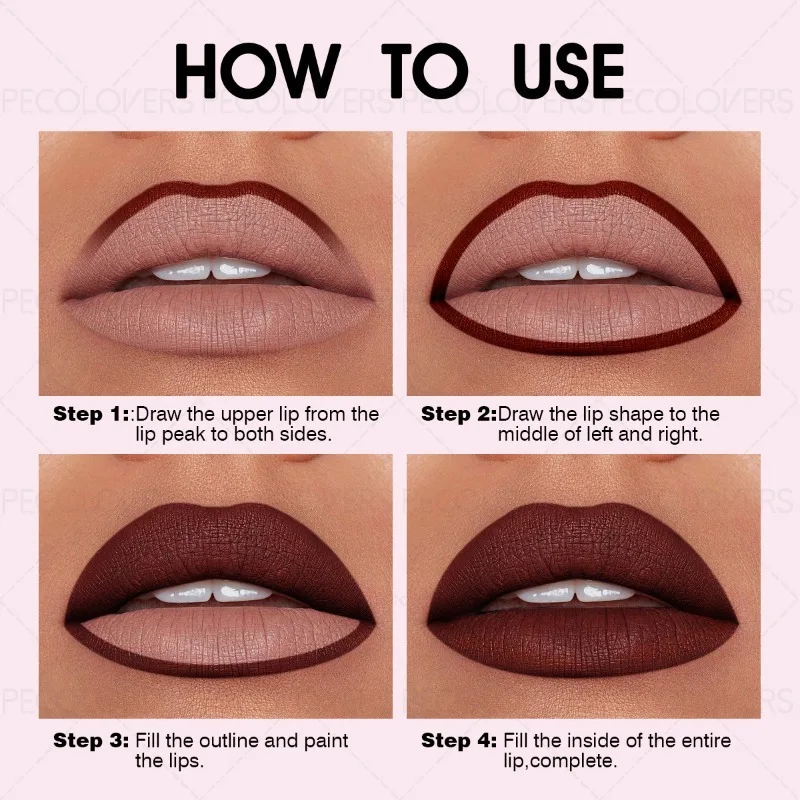 1PC マルチカラーリップライナー、唇の輪郭を描きます、ふっくらと魅力的な唇、防水性と耐汗性、リップ化粧品