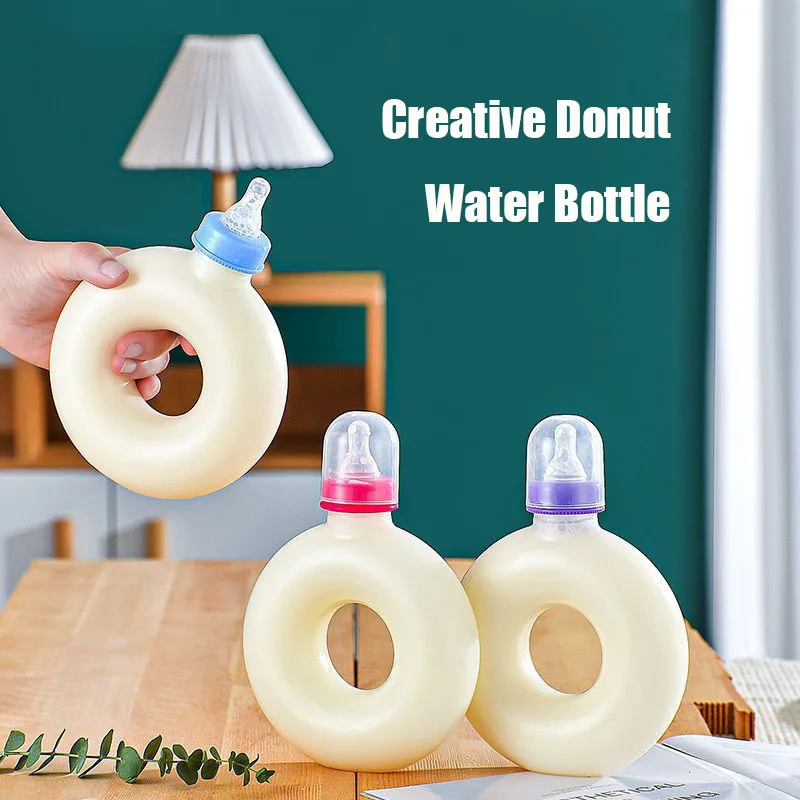 

Fashion Portable Travel Kettle with Strap Creative Donut Sports Water Bottle High Temperature Resistant Annular Tea Cup