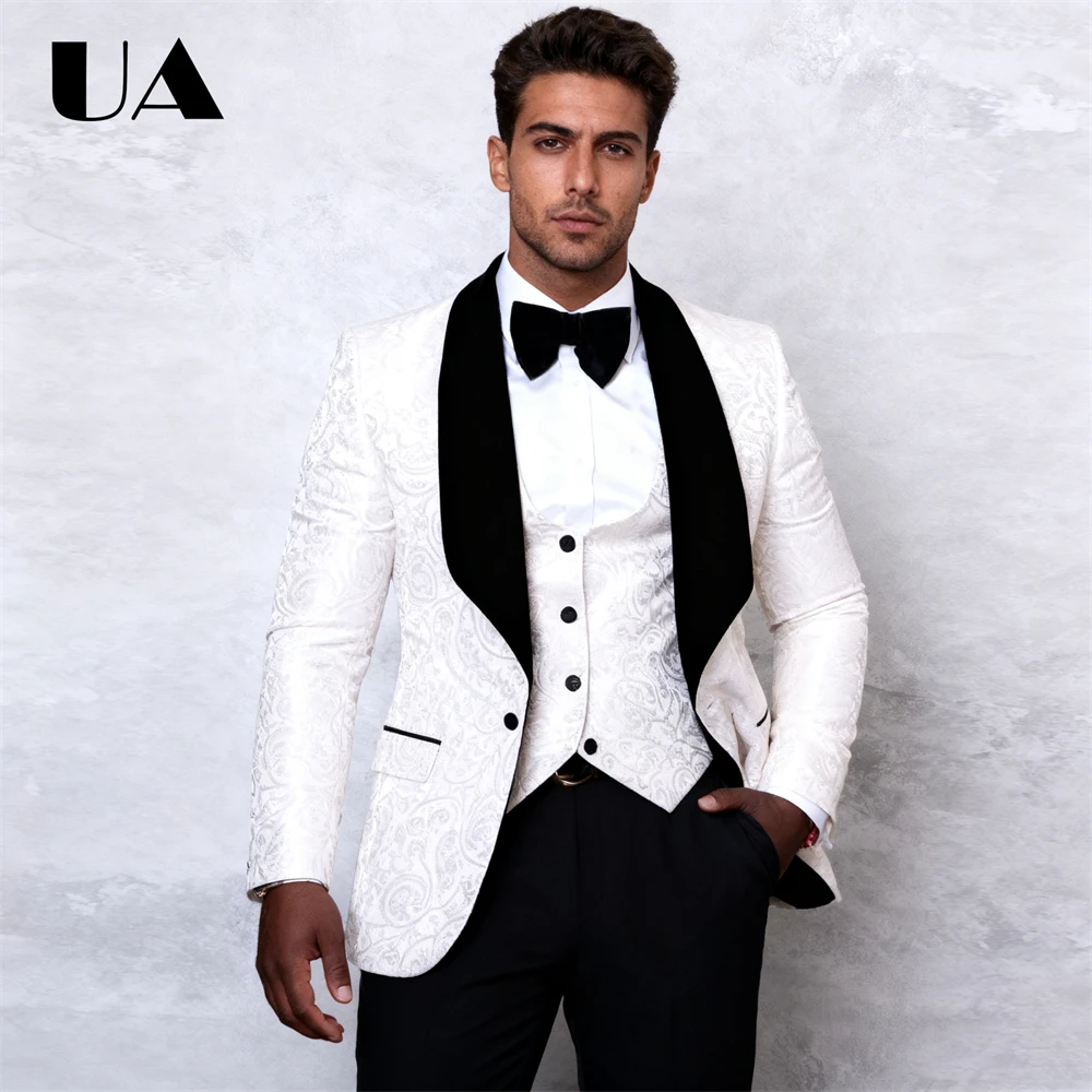 Conjunto de terno de 3 peças paisley para homens XXS-7XL terno de noivo de casamento melhor homem smoking (jaqueta colete calças) terno de jantar de negócios com um botão