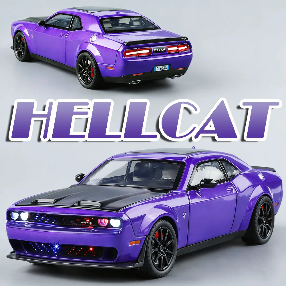 1:24 Hellcat Viper Model Toy Sports Cars Alloy Diecast Sound Light Doors Opened Pull Back Simulation Supercars for Kids Gifts
