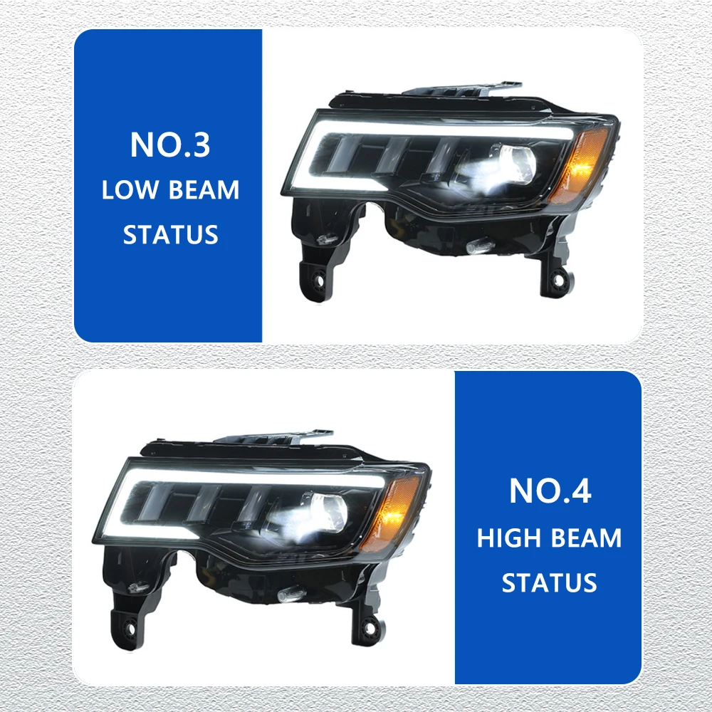 التصميم LED المصابيح الأمامية ل جيب جراند شيروكي 14-22 كامل led DRL سيارة رئيس مجموعة مصابيح إشارة اكسسوارات السيارات تعديل مصباح