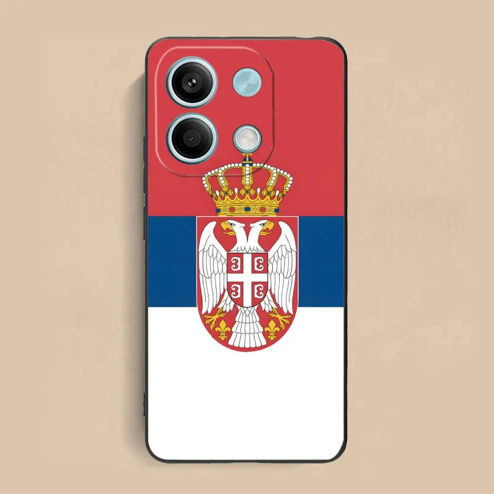 صربيا العلم المحمول قضية الهاتف الخليوي ل Xiaomi Redmi ملاحظة 14 13 12 11 S برو زائد 4G 5G اللون الطباعة غطاء فاخر جميل #6