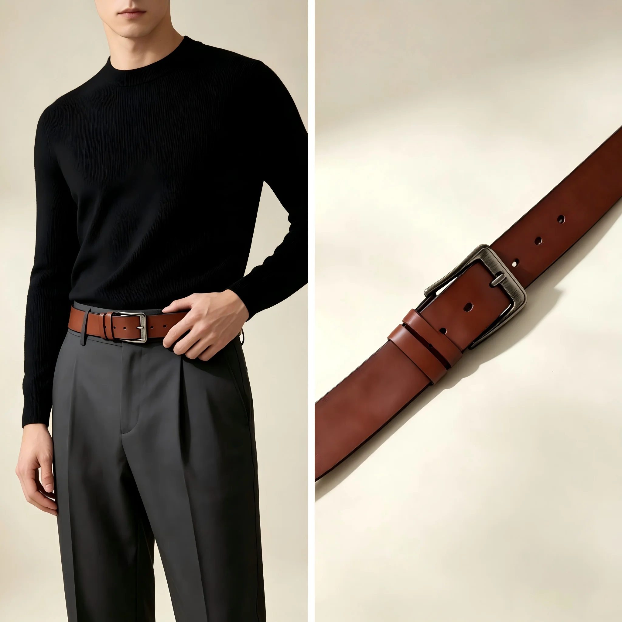 1 piece of men's belt, simple and versatile, fashionable business style, suitable for daily commuting and going out
