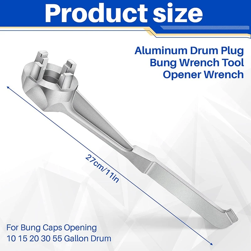 Llave de tambor, llave de aluminio para tapón de tambor, llave abridor de herramientas para tapas de bung, apertura de tambor de 10 15 20 30 55 galones
