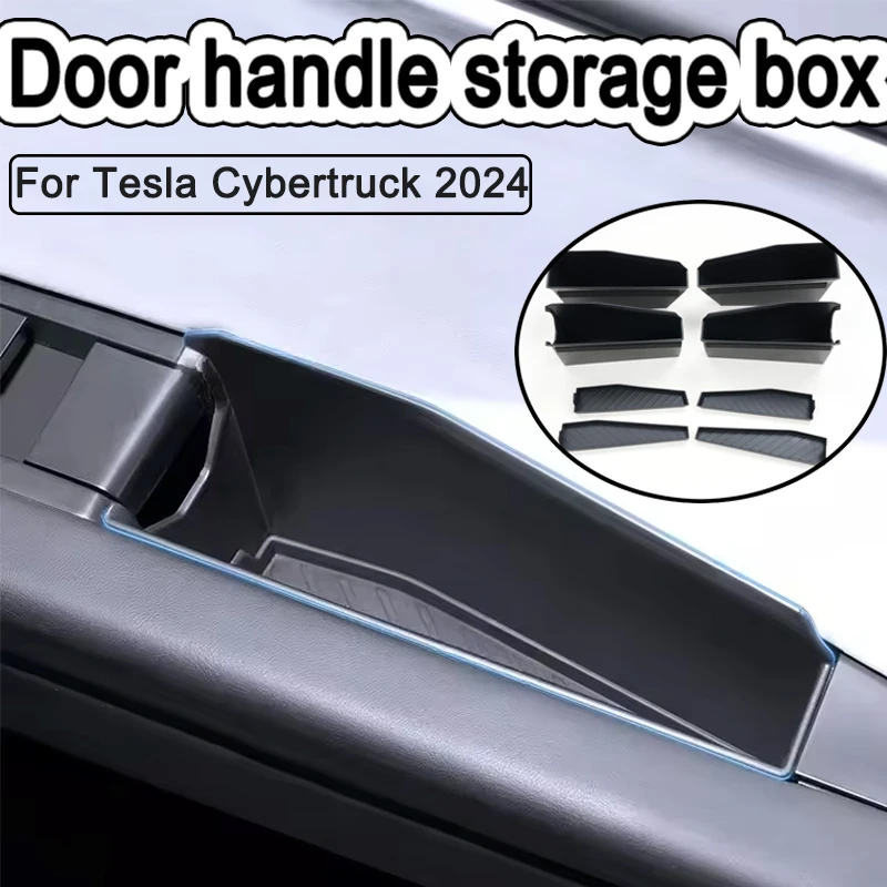 

For Tesla Cybertruck 2024 Car Door Side Storage Box TPE Front Rear Door Handle Organizer Tidying Car Door Slot Car Accessories