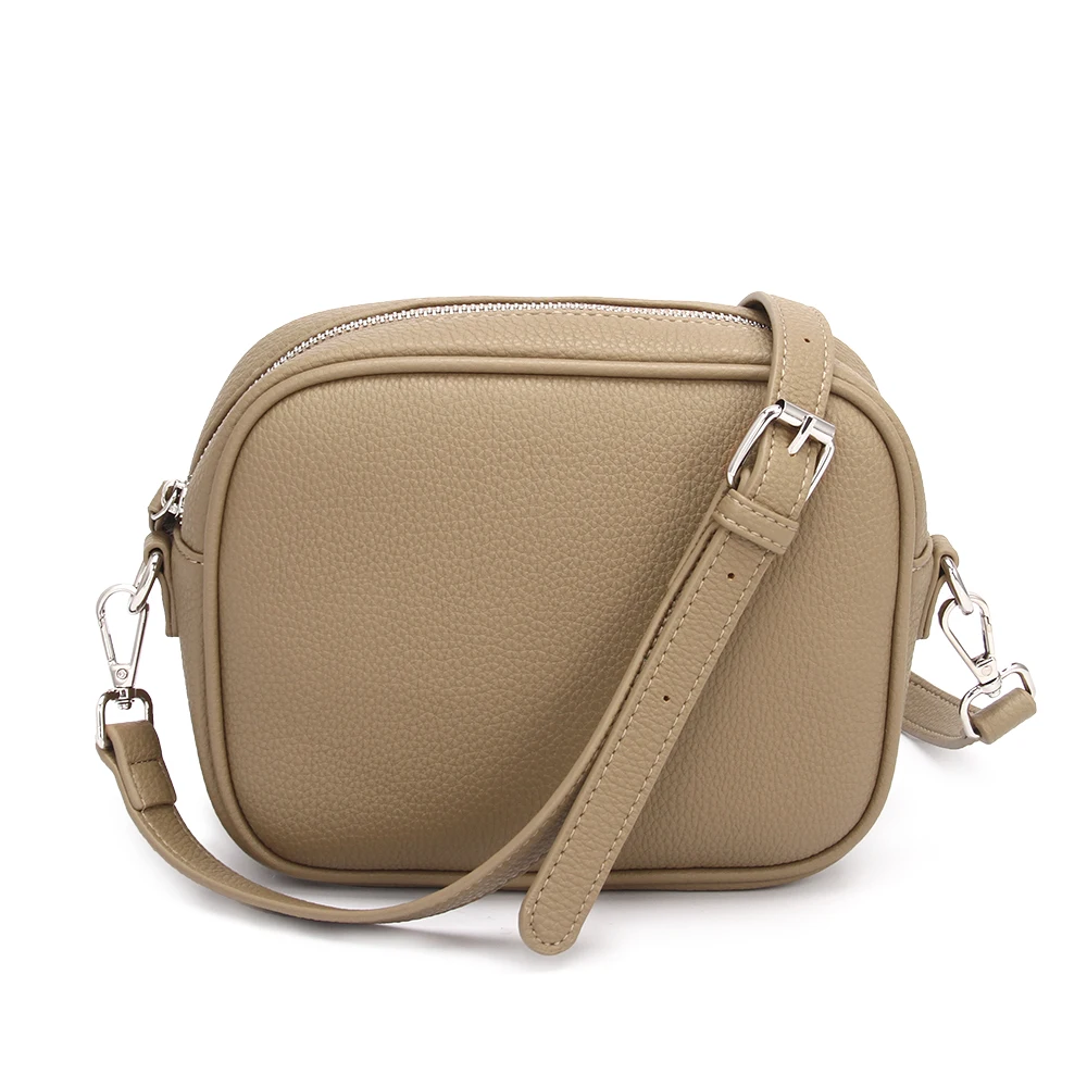 

Small Box Bag For Woman Man Solid Color PU Leather High Quality Messenger Bag With Card Slots Shoulder Bags Strap Zipper Handbag